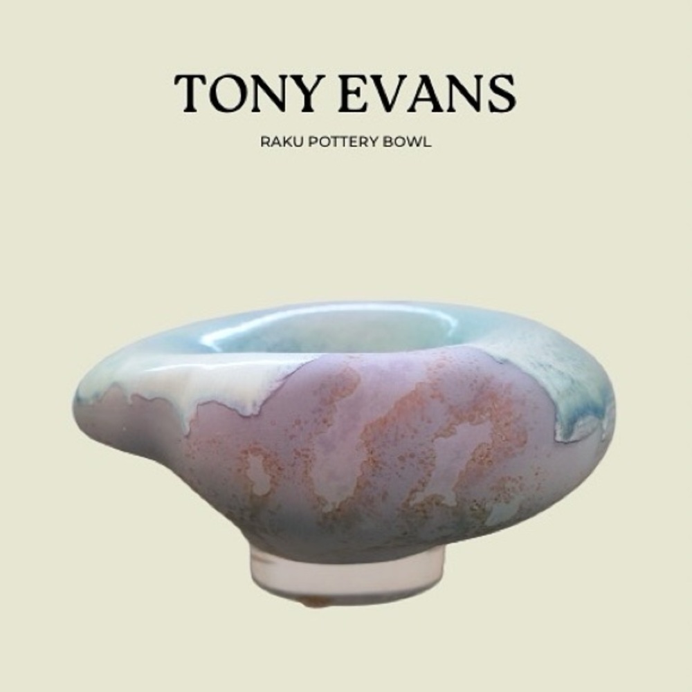 Tony Evans Raku Pottery Bowl – Signed, Sculptural Statement Piece ✨